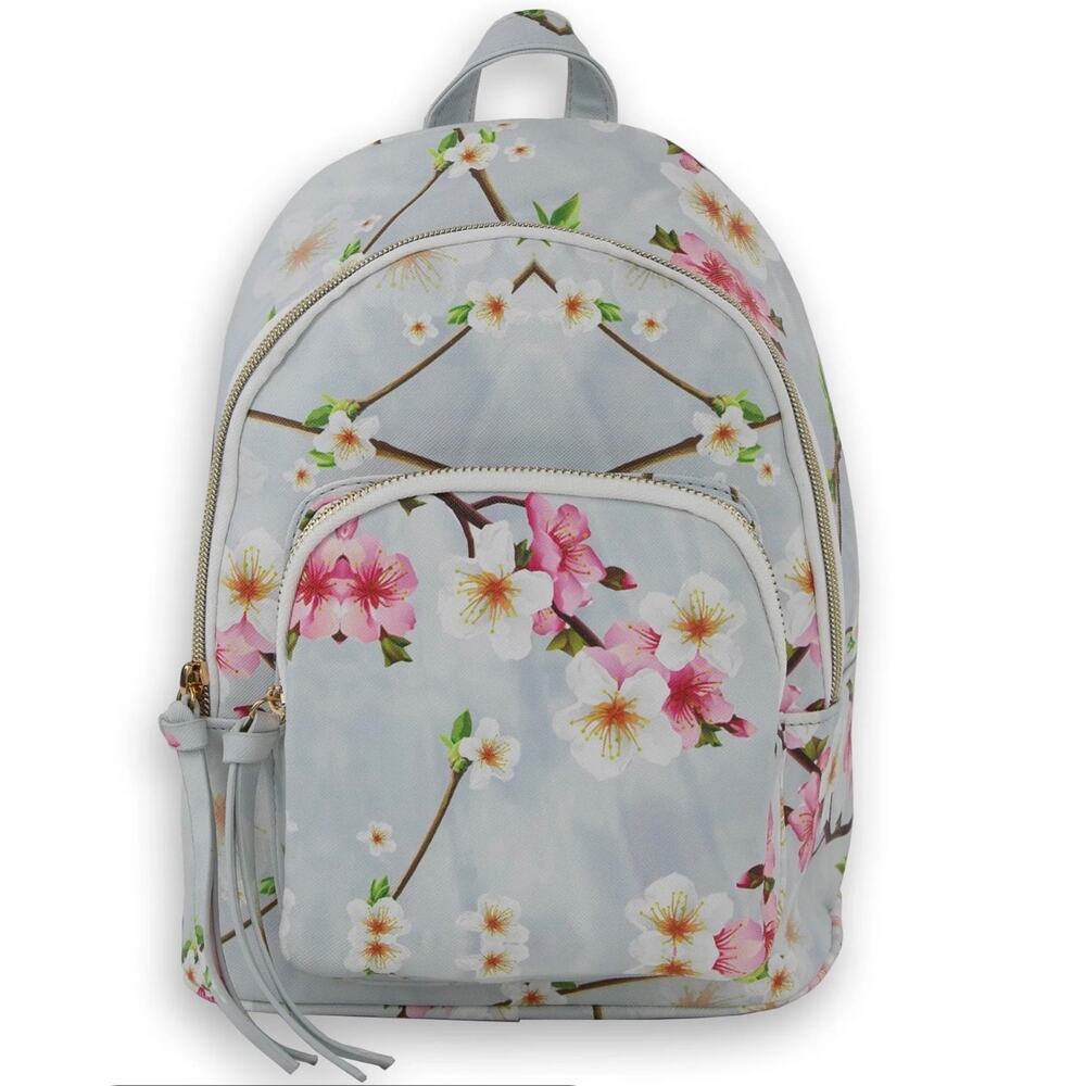 Under1sky Stevie Mini Backpack w Gold-tone Zippers and Cherry Blossom Print NWOT